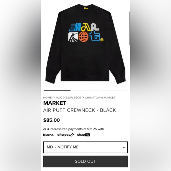MARKET Air Transit Puff Crewneck - Black | NWT (S) - Picture 2 of 5